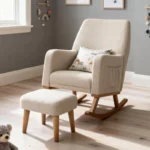 Babymore Callie Nursing Chair with Stool - Oatmeal