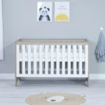 Babymore Veni Cot Bed - Oak/White - Image 4