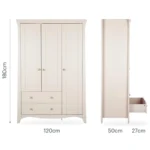 CuddleCo Clara Triple Door Wardrobe - Cashmere/Ash - Image 2