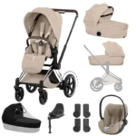 Cybex e-Priam Style Ultimate Bundle - Chrome Brown/Cozy Beige