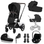 Cybex e-Priam Style Ultimate Bundle Travel System – Chrome Brown / Sepia Black