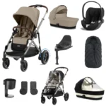 Cybex eGazelle S 8 Piece Bundle with Cloud T i-Size Car Seat - Almond Beige/Taupe