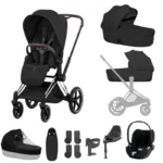 Cybex Priam Ultimate Accessory Bundle Travel System – Chrome Brown/Sepia Black
