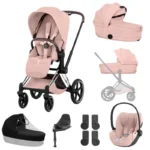 Cybex Priam Style Ultimate Bundle - Chrome Brown/Peach Pink