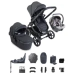 iCandy Peach 8 Complete Travel System with Cocoon 360 & Base – Grey/Storm Grey