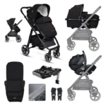 miniuno Toura Travel System with Lie Flat i-Size Carseat & Isofix Base - Black