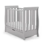 Obaby Stamford Sleigh SPACE SAVER Cot With Under Drawer - Warm Grey - Image 2