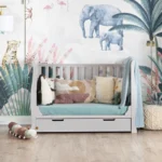 Obaby Stamford Sleigh SPACE SAVER Cot With Under Drawer - Warm Grey - Image 7