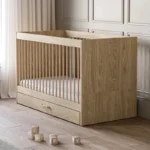 Silver Cross Geneva Convertible Cot Bed with Drawer - Oak