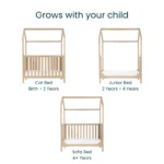 Tutti Bambini Casa 3in1 Mini House Cot Bed (120 x 60cm) - Harvest Oak - Image 4