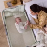 Tutti Bambini Cozee Sense Bedside Crib - Whitewash/Kelp - Image 3