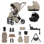 Venicci Tila 16 Piece Travel Bundle with Tiaggio Car Seat & Base - Latte